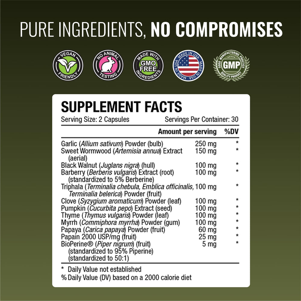Parastrin packaging art highlights herbal blend and natural ingredients