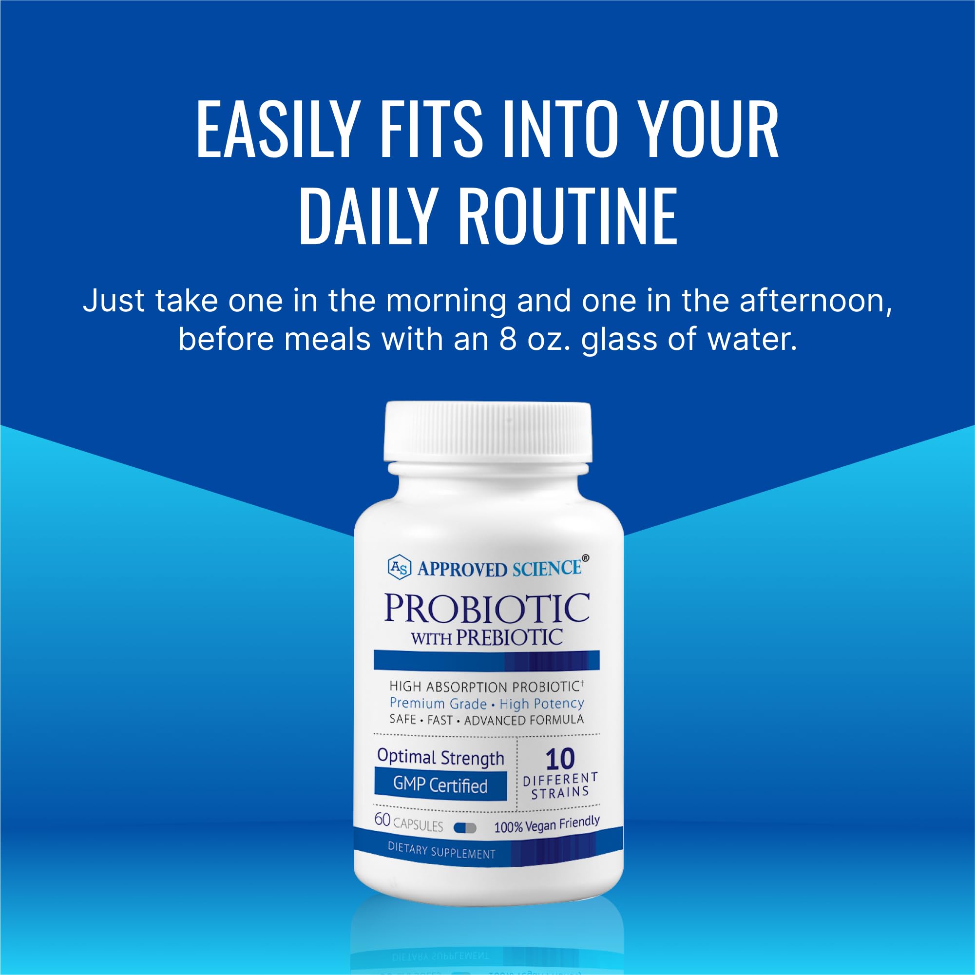 Approved Science Probiotic box packaging communicates quality and third-party testing.
