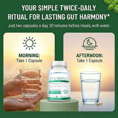 Vegan capsules of Pyloriprin for ethical, allergen-friendly use.