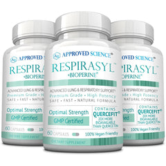 Approved Science Respirasyl bottle showing packaging for daily respiratory support.