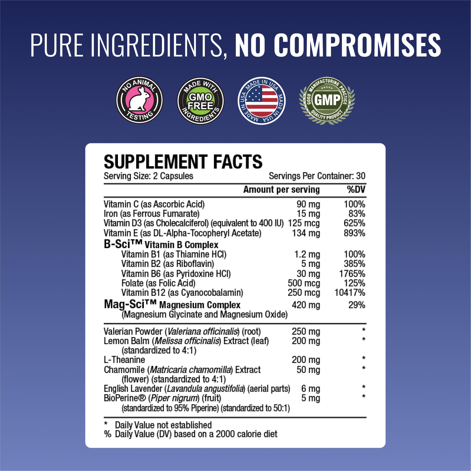 Approved Science Restlex bottle back label with GMP and third-party testing notes.