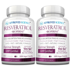 Approved Science Resveratrol bottle closeup highlighting purity for daily use.