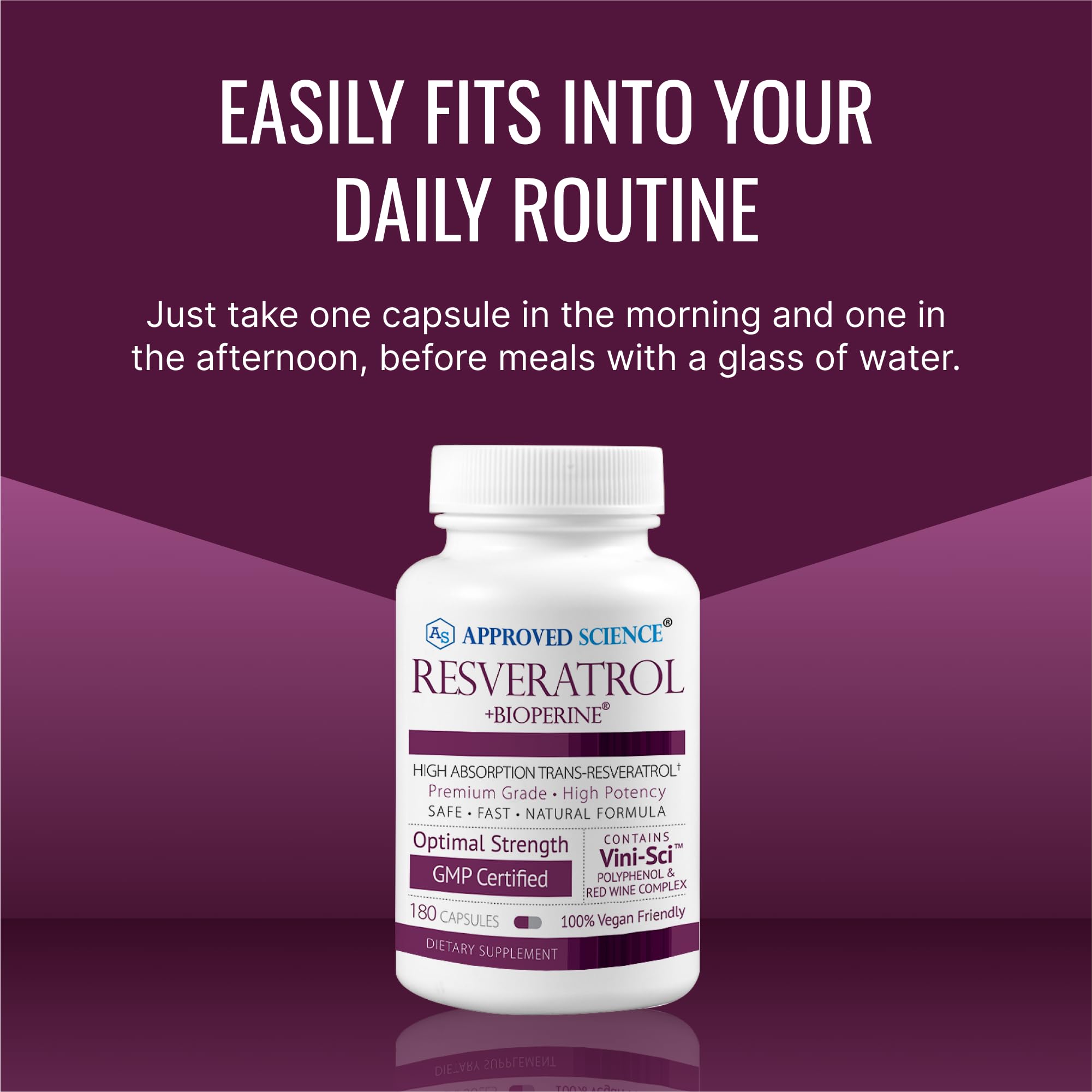 Approved Science Resveratrol knotweed plant motif highlights natural trans-resveratrol source.