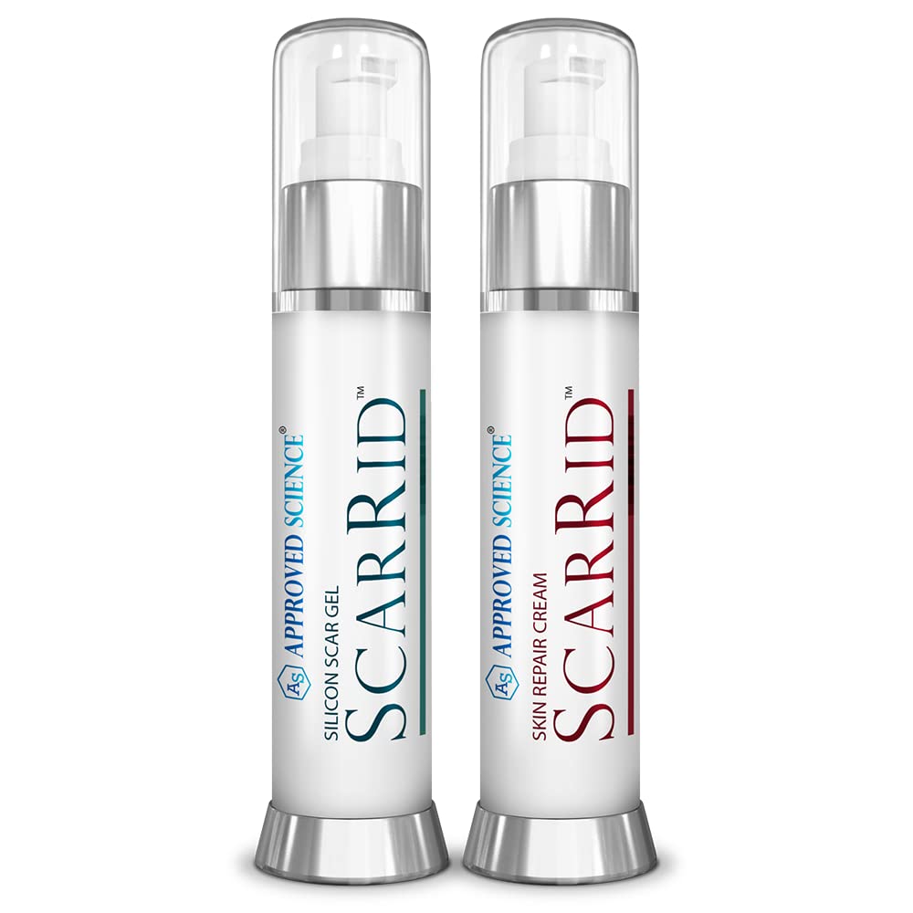 Approved Science Scarrid gel bottle showing scar care support for daily use