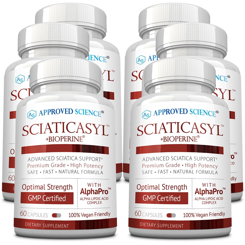 Approved Science Sciaticasyl bottle featuring B Absorb for nerve support and energy.