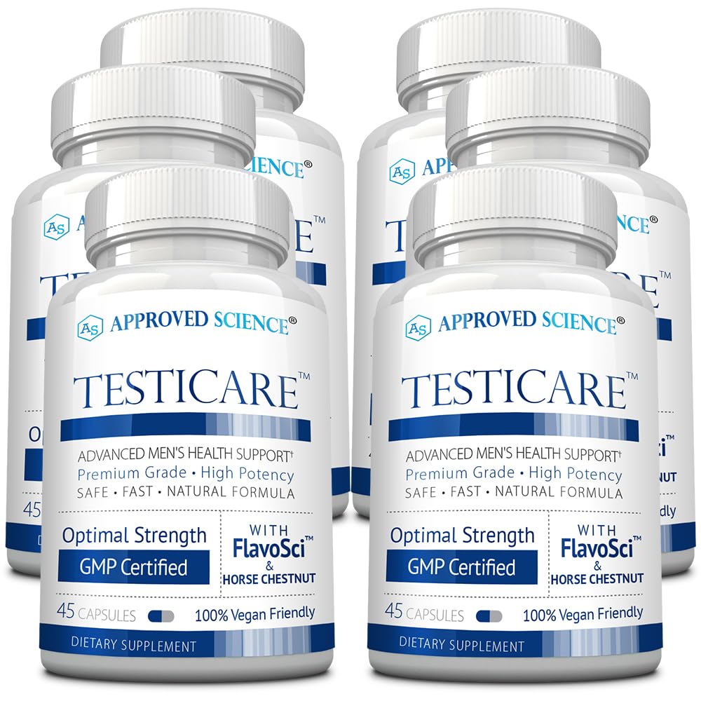 Approved Science TestiCare bottle front with vegan vein-support formula.