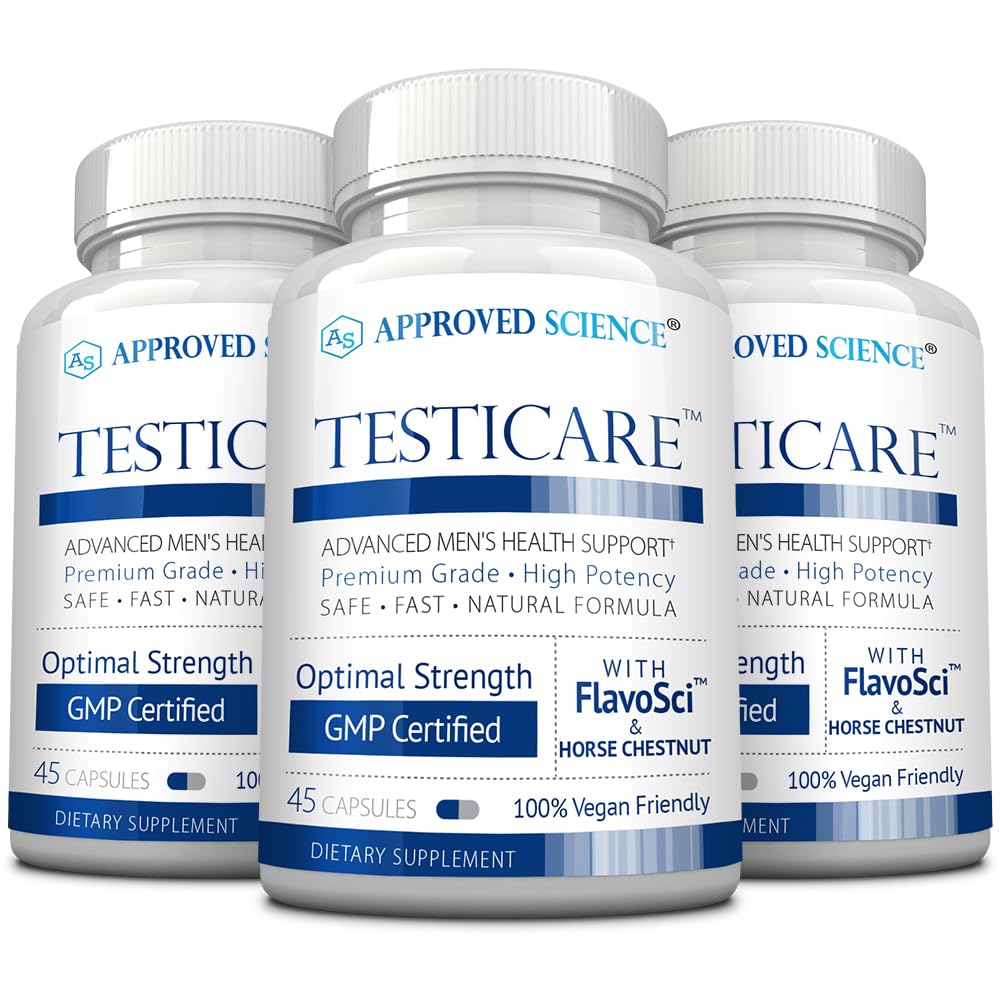 Approved Science TestiCare bottle front showing vegan vein support formula.