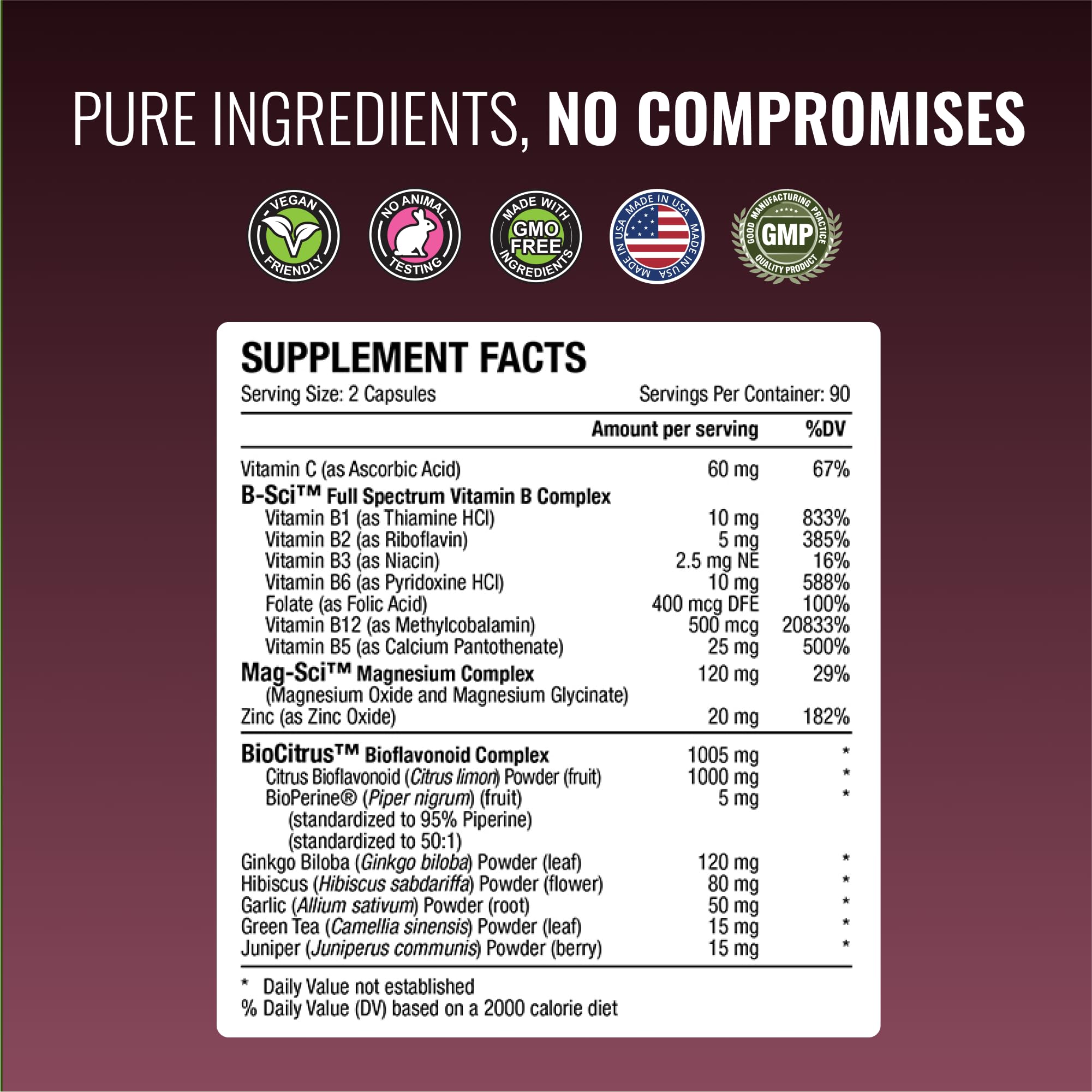 Approved Science Tinnitol bottle back label no additives, vegan formula