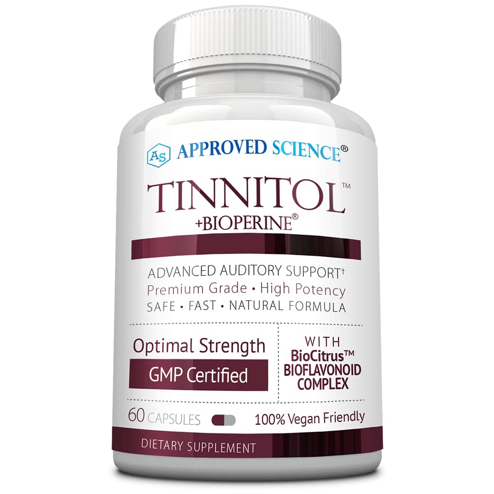 Approved Science Tinnitol bottle front view for daily tinnitus support.