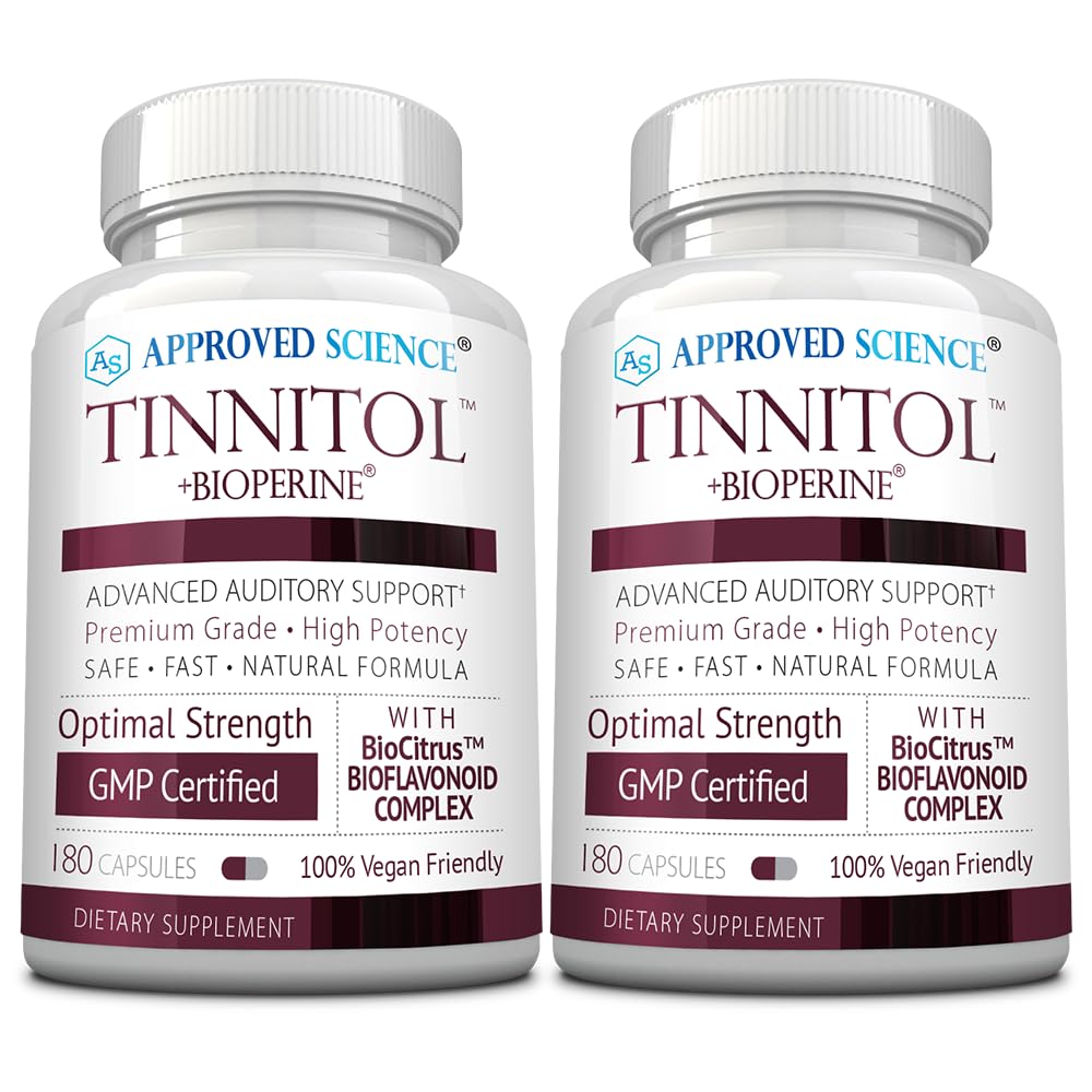 Approved Science Tinnitol bottle front for tinnitus support and daily use.