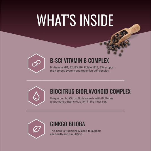 Approved Science Tinnitol ingredients label highlights B-vitamin blend