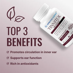 Approved Science Tinnitol label emphasizing BioPerine for absorption.