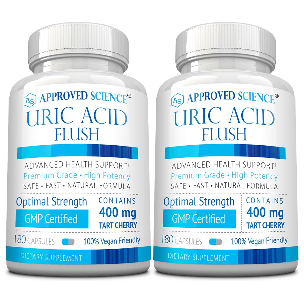 Approved Science Uric Acid Flush bottle shown against the label, supporting overall joint comfort potential.