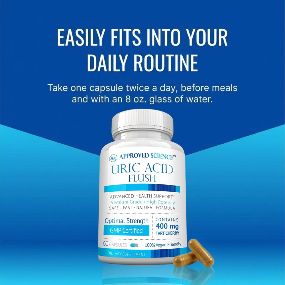 Approved Science Uric Acid Flush packaging shows vegan formula option