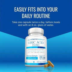 Approved Science Uric Acid Flush packaging shows vegan formula option