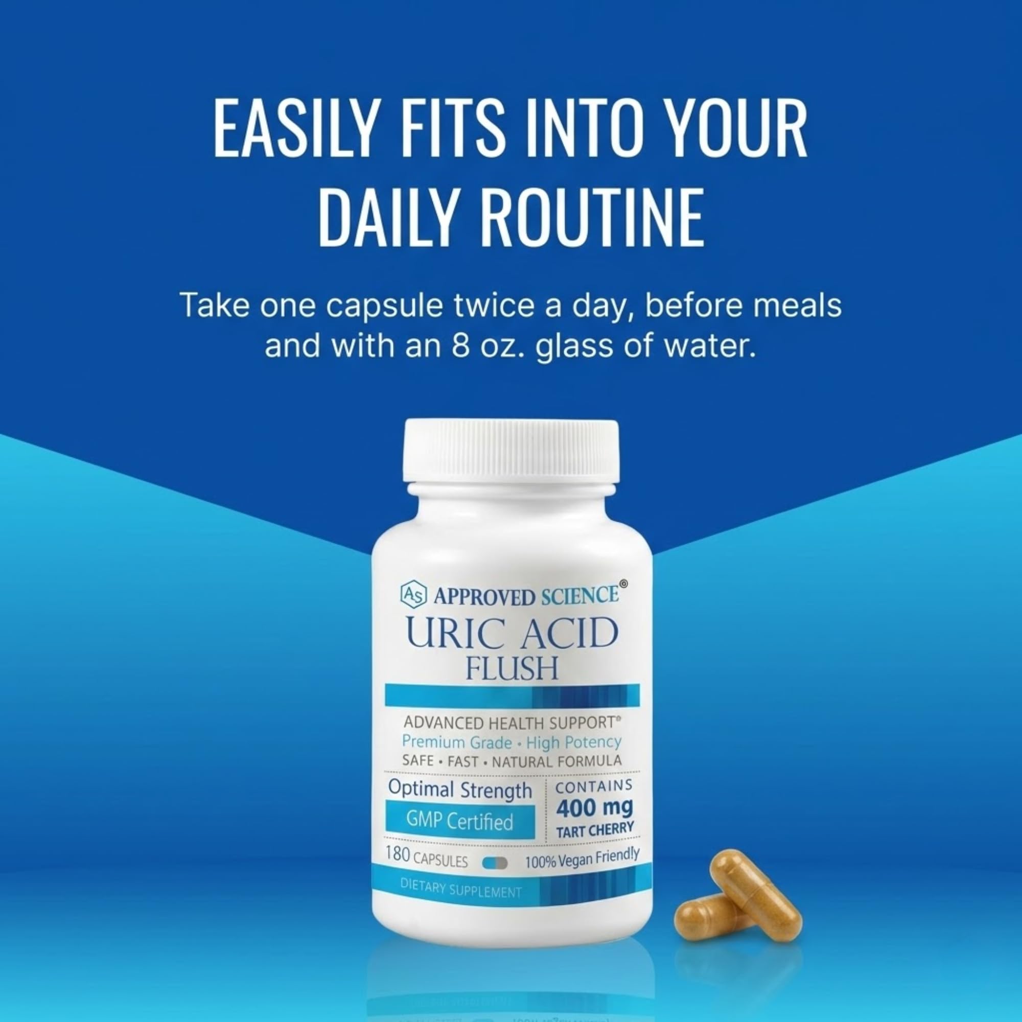 Approved Science Uric Acid Flush packaging shows a three-month supply