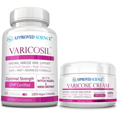 Approved Science Varicosil bottle for daily vascular wellness support.