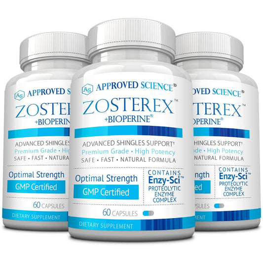 Approved Science Zosterex bottle front displaying label for immune support
