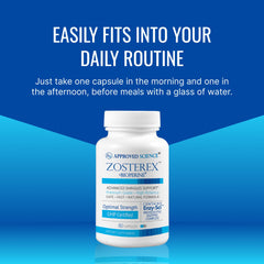 Approved Science Zosterex tablet pour highlighting easy dosing and capsule texture