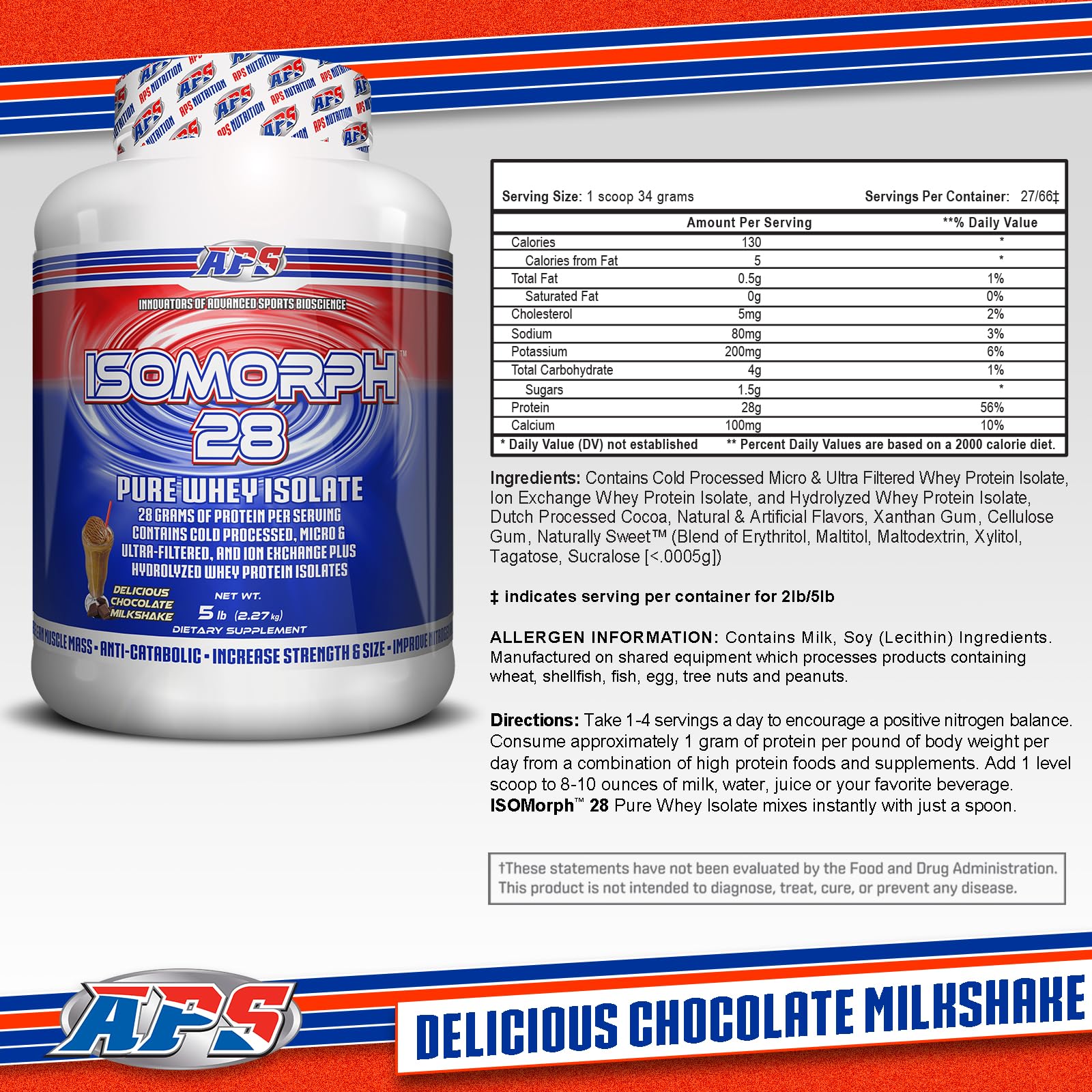 Isomorph 28 label close-up highlighting cold processing purity and 28g protein.