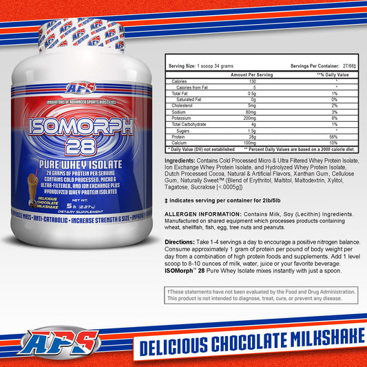 Isomorph 28 label close-up highlighting cold processing purity and 28g protein.
