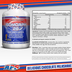 Isomorph 28 label close-up highlighting cold processing purity and 28g protein.