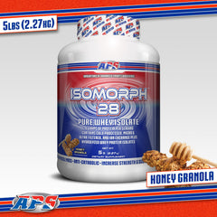 APS Nutrition Isomorph 28 ingredient panel shows 28 g protein per serving.