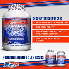 APS Nutrition Isomorph 28 label close-up, noting low carbs and high protein per serving.