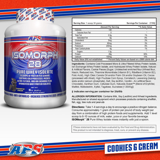 Isomorph 28 scoop and tub showing ready-to-use protein serving.