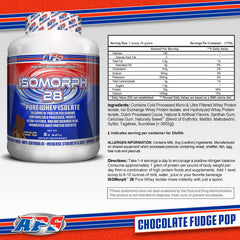 APS Nutrition Isomorph 28 scoop highlighting quick protein mix for post-workout recovery.