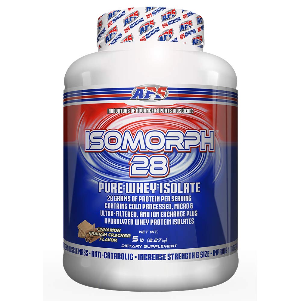APS Nutrition IsoMorph 28 tub front—high protein for active lifestyles.
