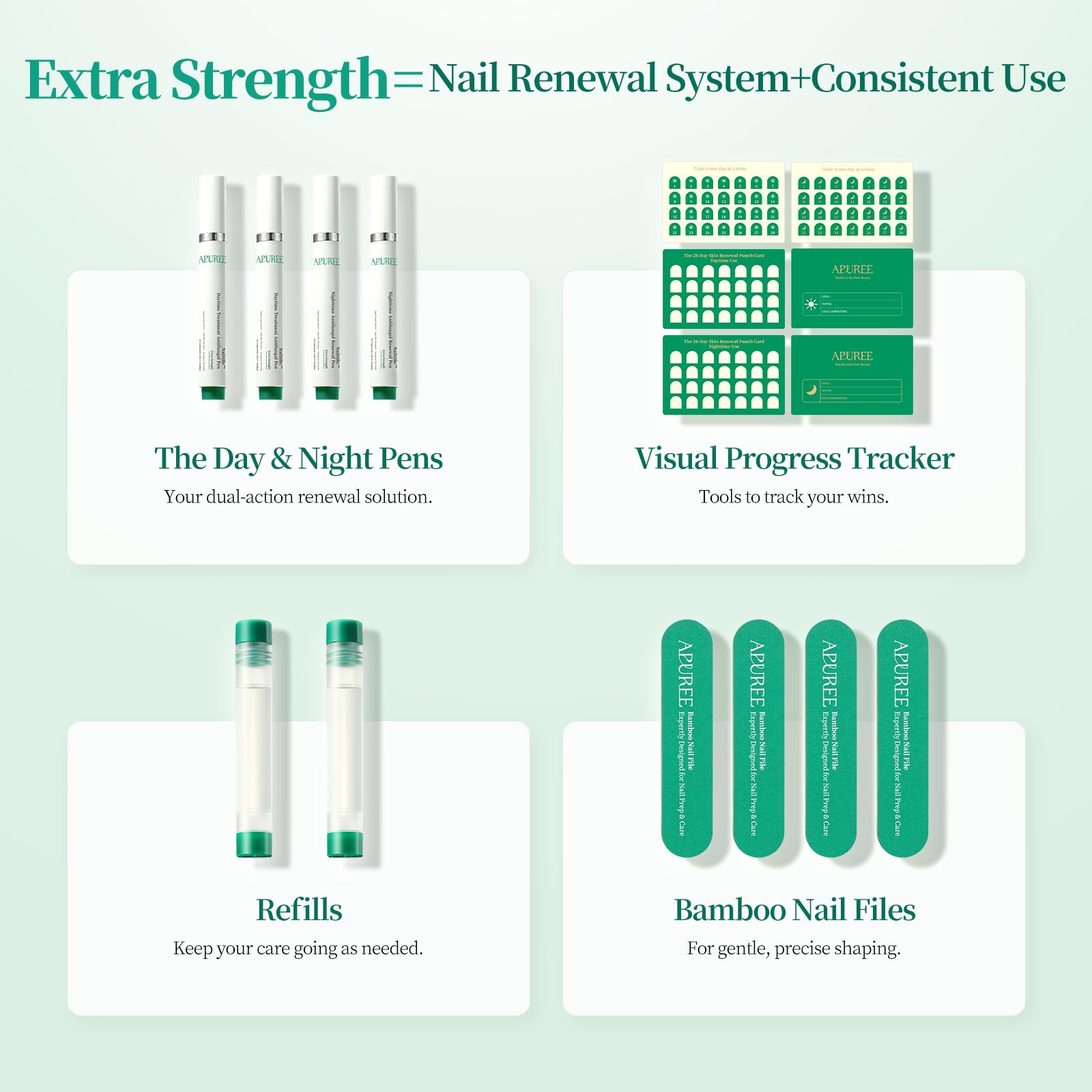APUREE Day Pen neutralizes nail odor during daytime wear.