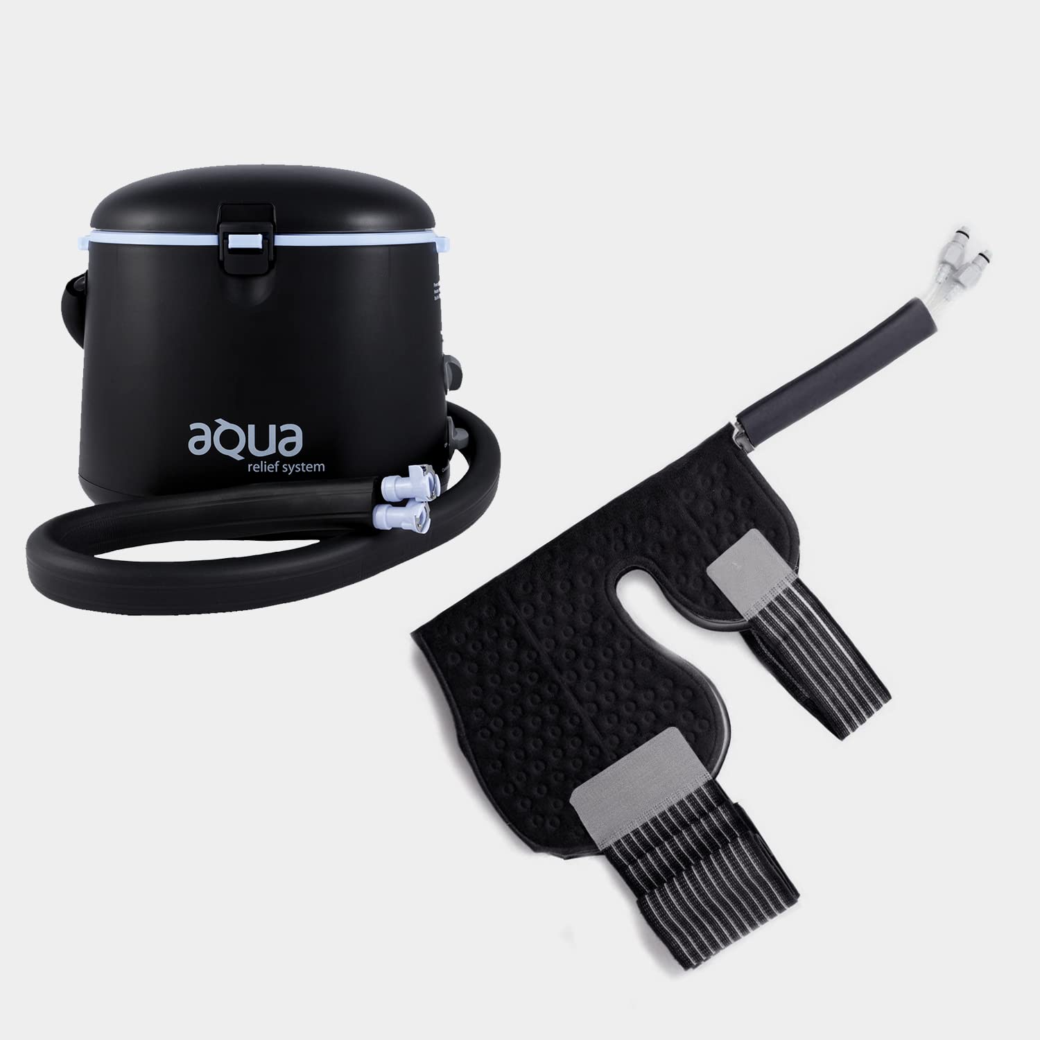 Aqua Relief ARS shoulder pad in use for targeted hot or cold therapy on the shoulder.