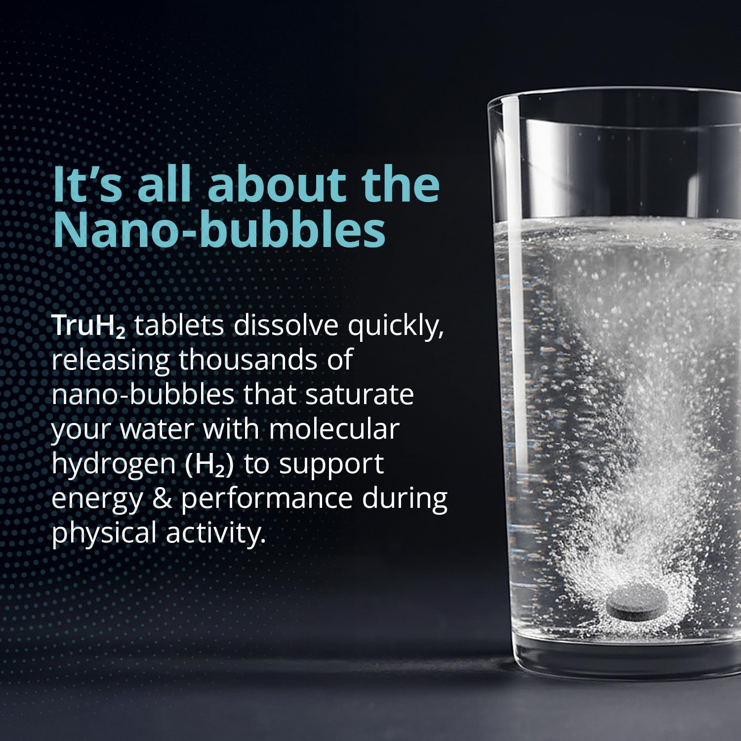 AquaTru TruH2 pre-workout setup with tablet and glass.