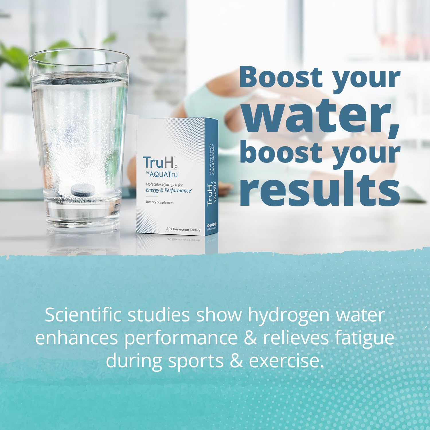 TruH2 water showing nano-bubbles for quick uptake.