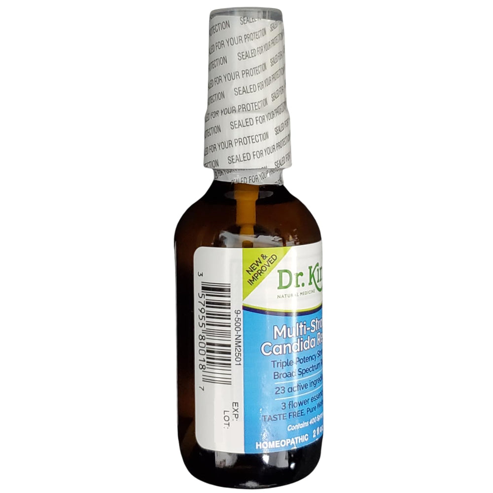 Aquaflora Dr King's Multi-Strain Candida Relief spray into mouth for on-the-go use