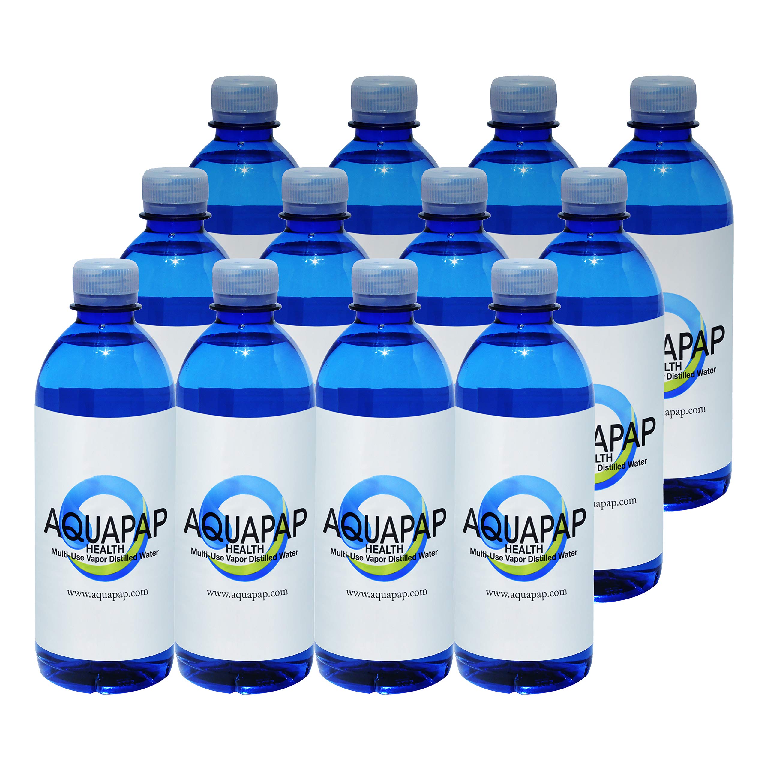 Aquapap 16.9 oz bottle pack front, convenient CPAP hydration.