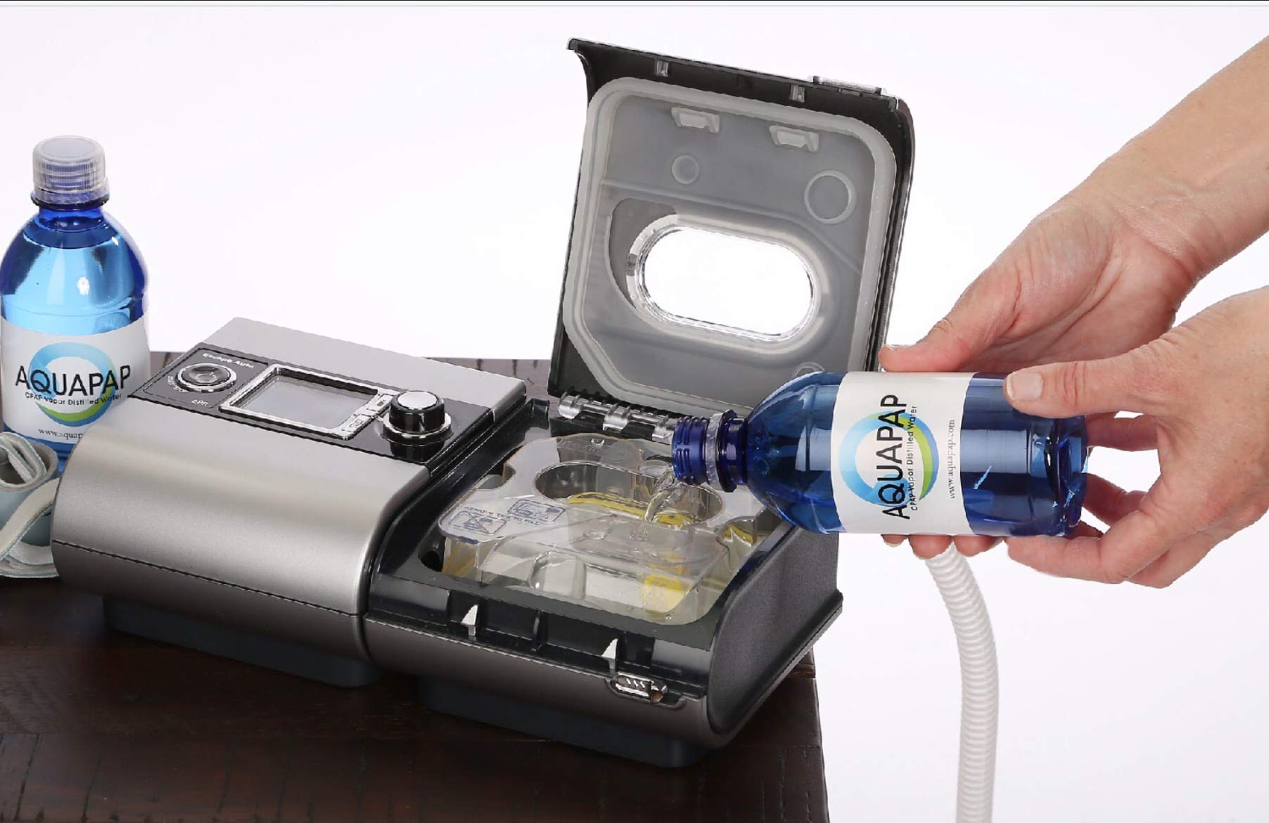 Aquapap travel-ready CPAP water for on-the-go.