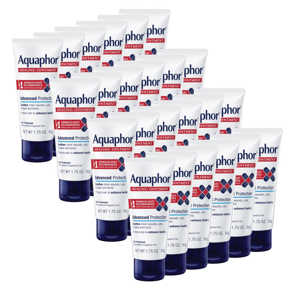 Aquaphor Healing Ointment travel-size tube shown for portable skin protection