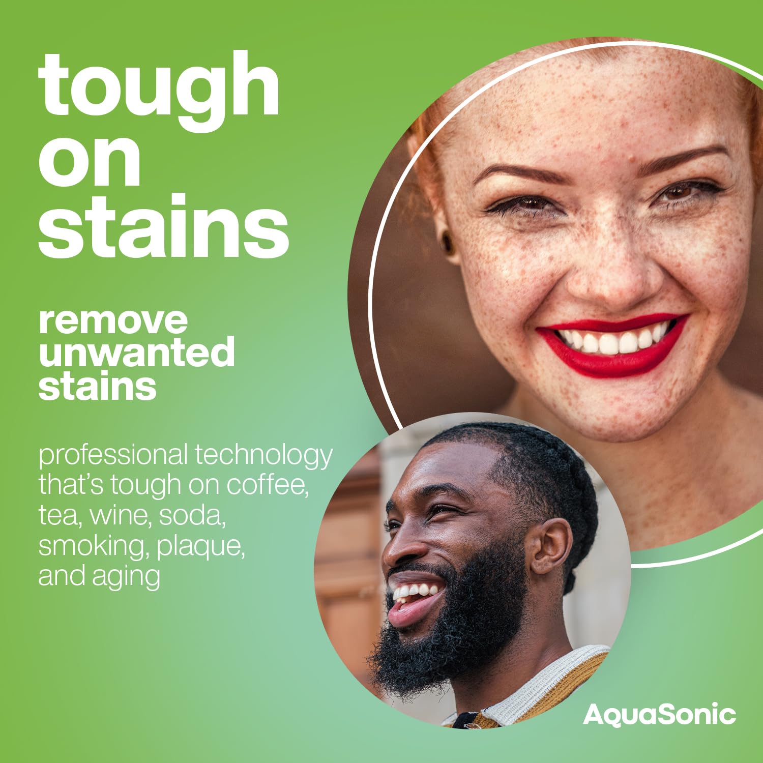 Aquasonic whitening strips being applied for easy at-home use.
