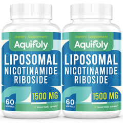 Aquifoly liposomal nicotinamide riboside bottle close-up highlighting enhanced absorption.