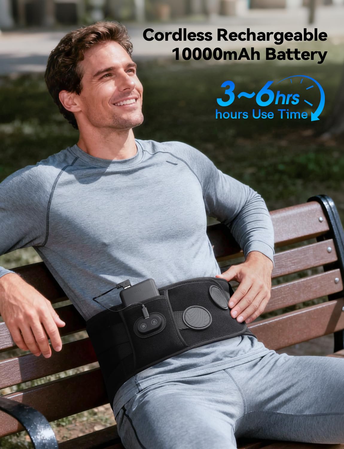 Arace cordless heating pad with massager side view for targeted relief