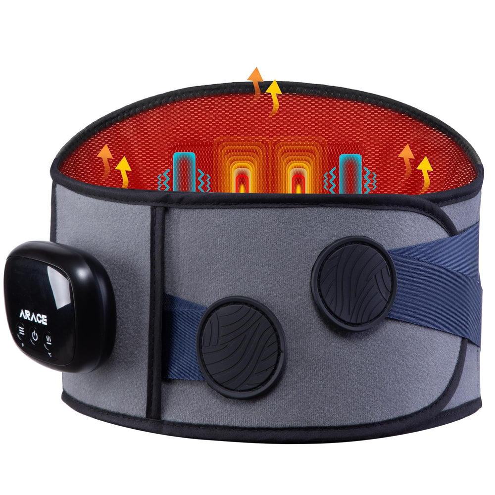 Arace cordless heating pad massager for back with portable warmth and relief on the go.