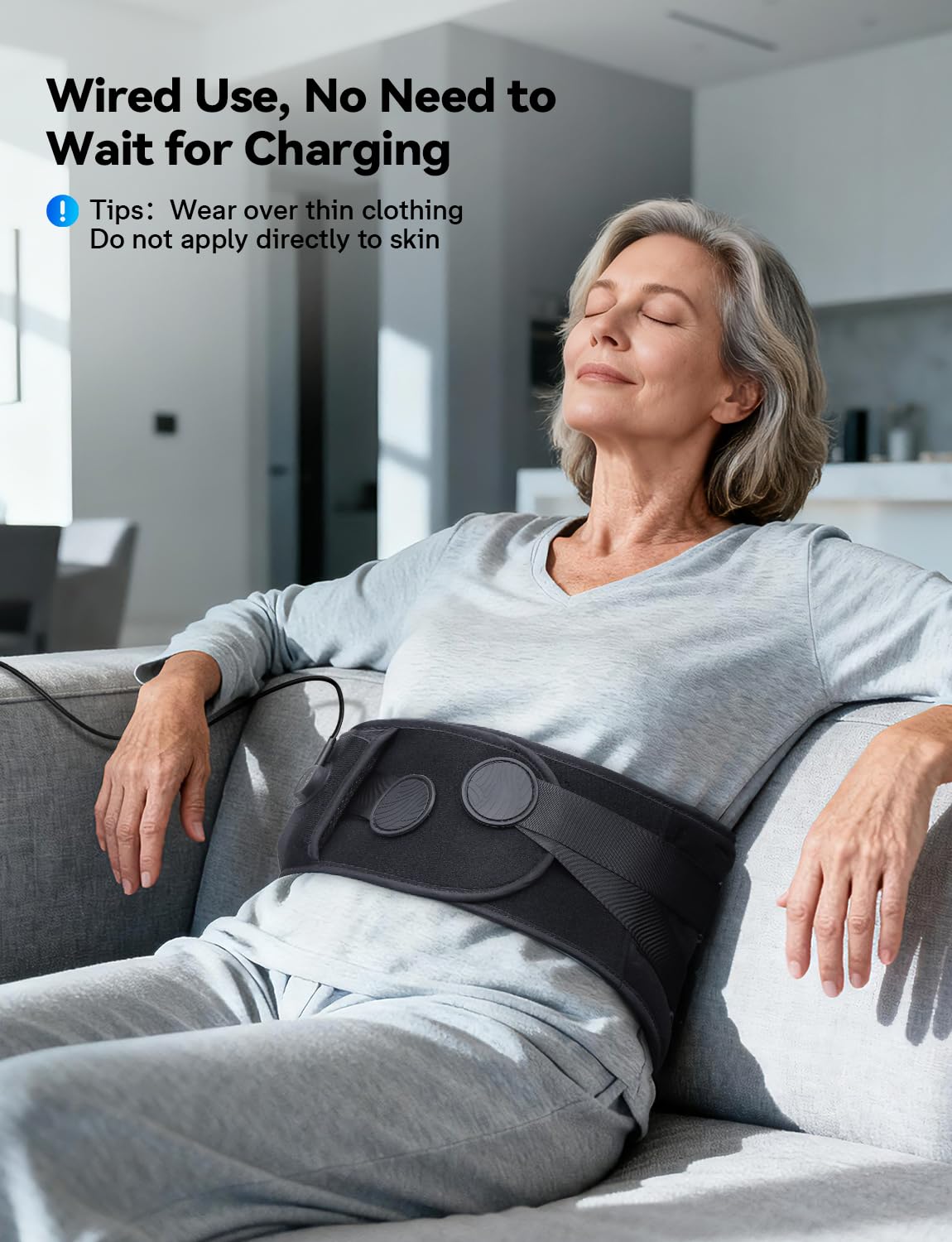 Arace heating pad demonstrates three heat levels and five vibration intensities