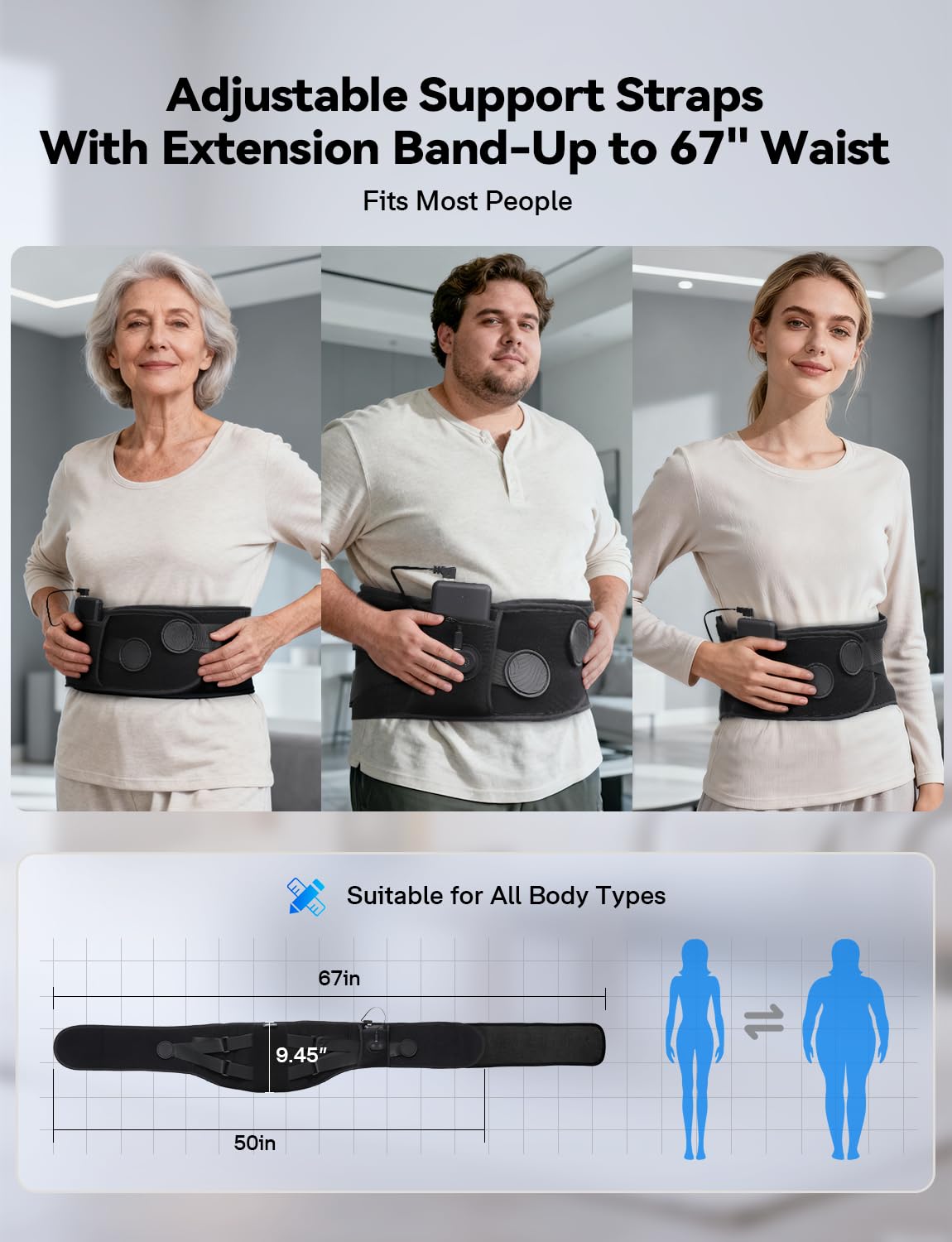 Arace secure Velcro strap ensures stable wrap around the torso