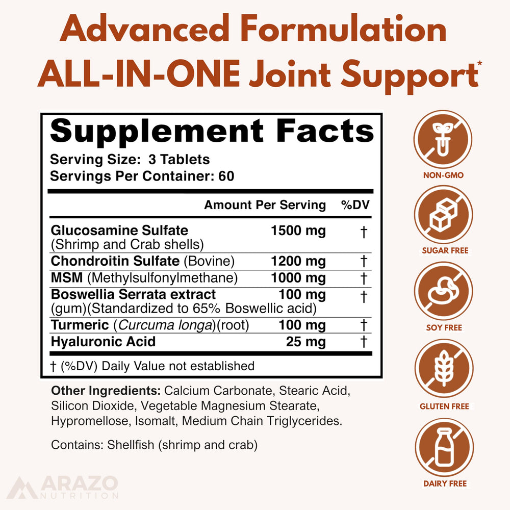 Arazo Nutrition chondroitin capsules label for flexible joints