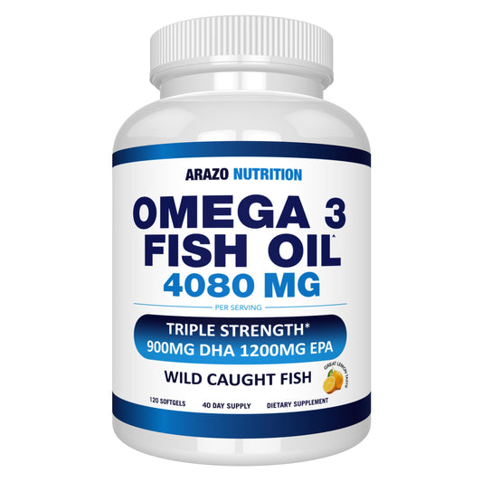 Arazo Nutrition Wild Caught Omega-3 bottle with high EPA and DHA per serving.