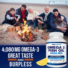 Front packaging of Arazo Nutrition wild-caught omega-3 with lemon flavor and freshness cues