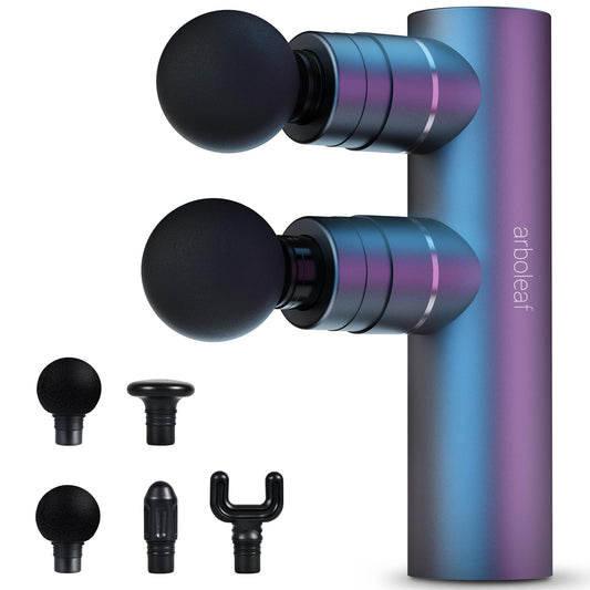 arboleaf massage gun with dual heads for broader coverage on large muscle areas