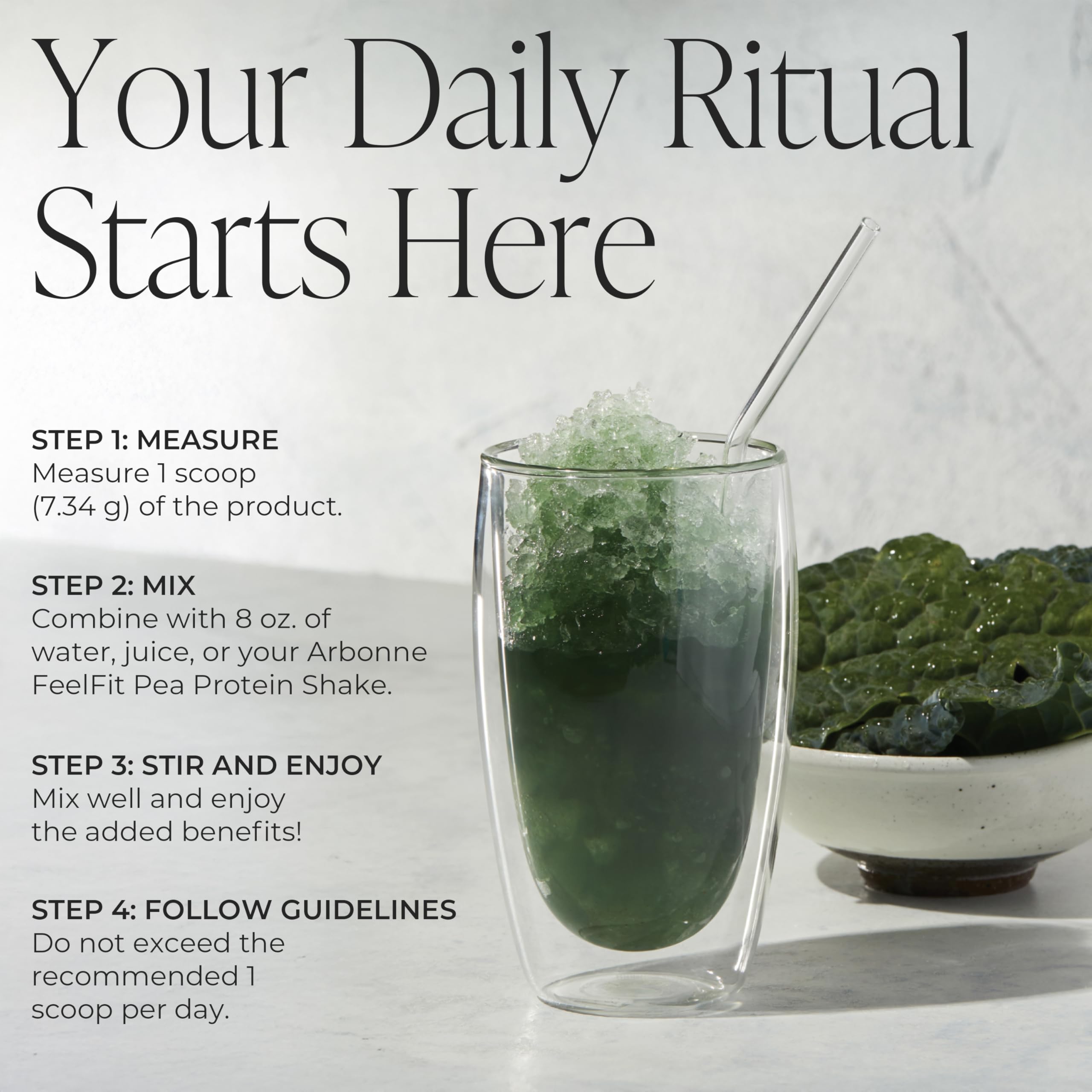BeWell Greens ingredients blend featuring spirulina and chlorella for vibrant color.